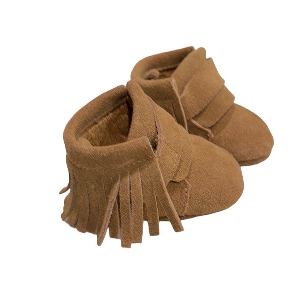 Harper Canyon Tan Suede Fringed Newborn Baby Moccasin SZ 1 MO NEWBORN